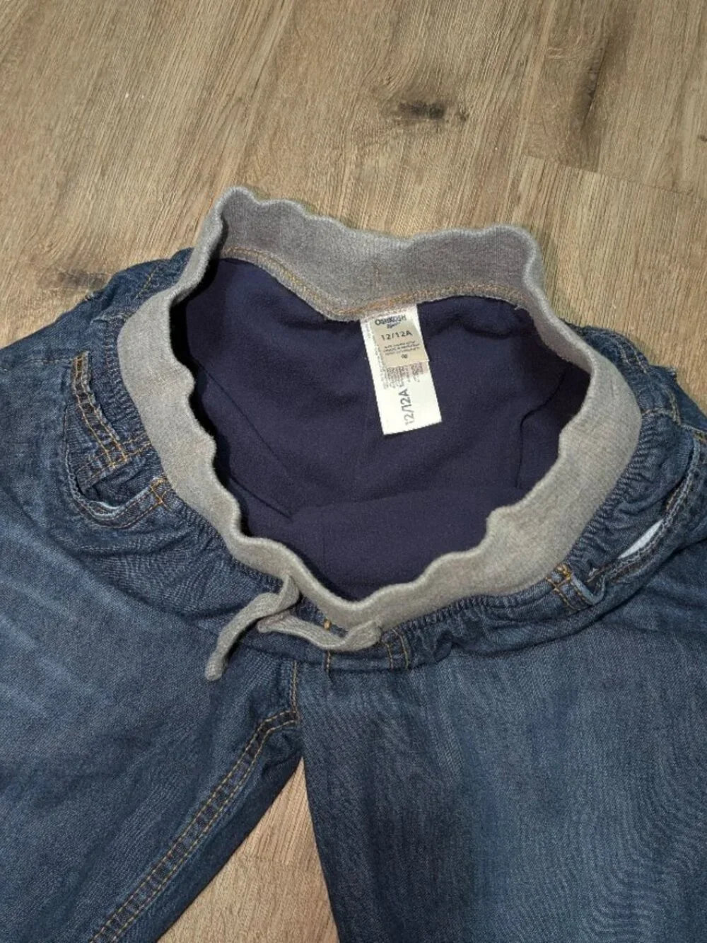 Oshkosh Boys 12 Dark Wash Jean-like Pants Blue Fleece Lined